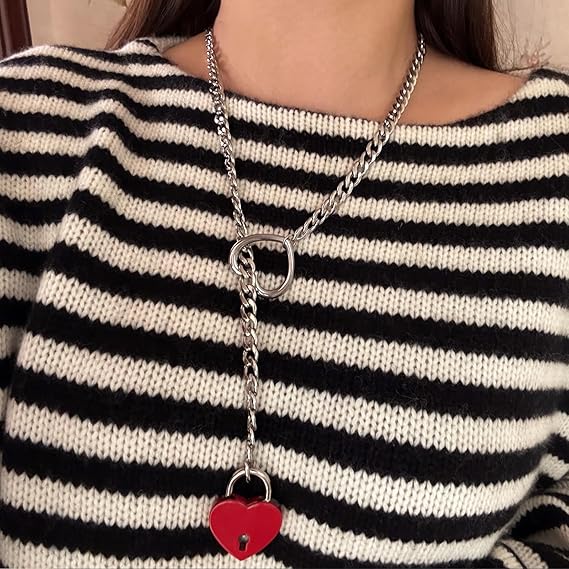 Pink Heart Lock Necklace