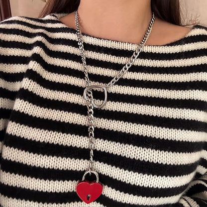 Pink Heart Lock Necklace