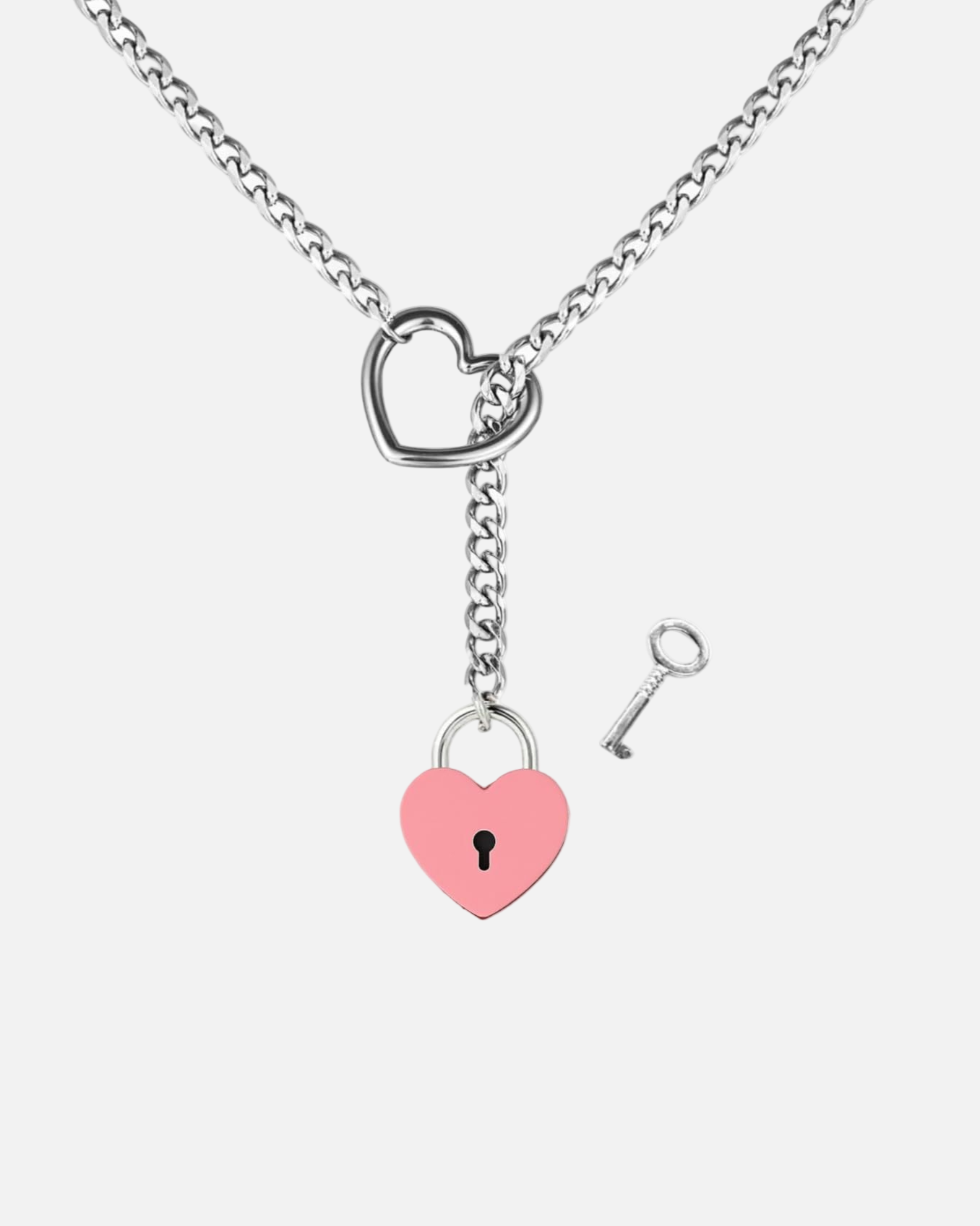 Pink Heart Lock Necklace