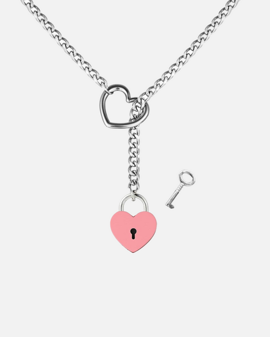 Pink Heart Lock Necklace